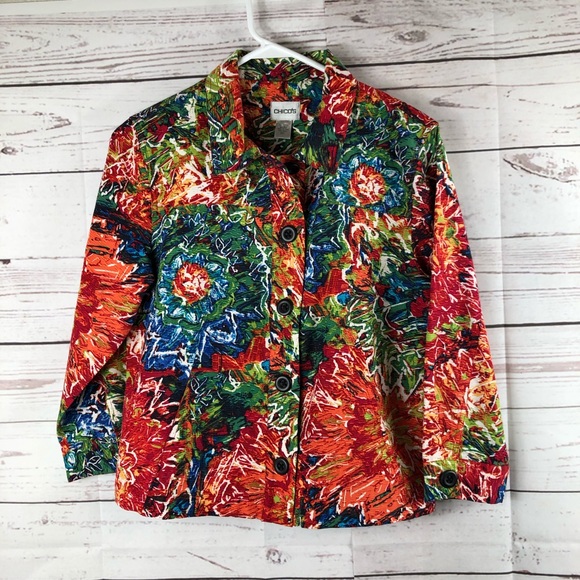 Chico’s multicolor size 1 bright colors 3/4 sleeve - Picture 7 of 8